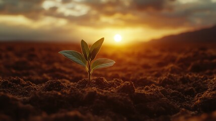 A New Beginning: Sunrise over a Young Sprout
