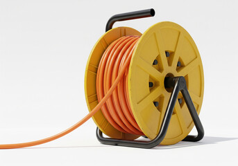 Orange Extension Cord Reel on Stand Safe and Convenient Power Solution