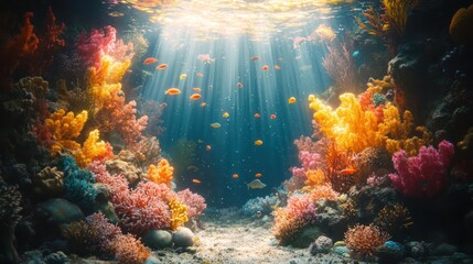 coral reef and diver