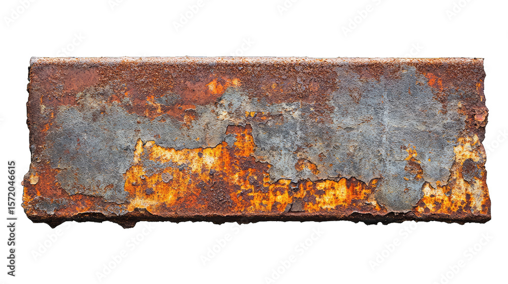 Poster a rusty metal bar isolated on a transparent background the bar has a rough uneven surface with areas