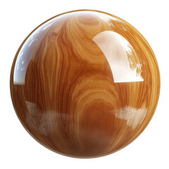 Polished wood sphere texture; design material isolated on transparent or white background. Generative ai