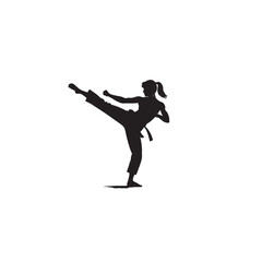 Martial Artist Kicking Silhouette – Power, Discipline & Dynamic Combat Motio