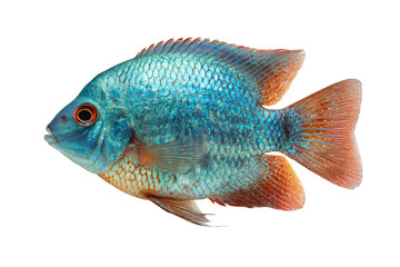 3D Render a blue fish with orange spots on its body