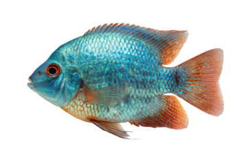 3D Render a blue fish with orange spots on its body