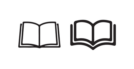 Book icon collection, open and closed book designs on a white background, vector illustration eps 10.