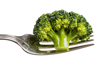 3D Render a fork with a piece of broccoli on it