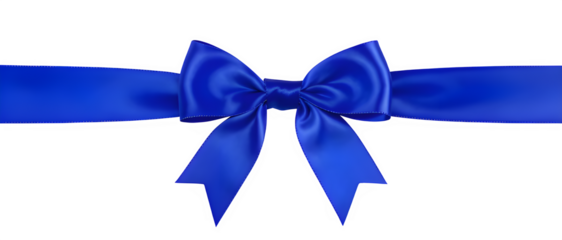 Royal Blue Satin Ribbon with Elegant Bow Centered PNG – Lustrous Gift Decoration