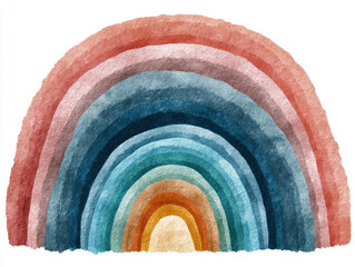 Pastel Watercolor Rainbow Arch: Dreamy Illustration on White