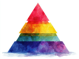 Watercolor Rainbow Pyramid: Abstract Colorful Composition