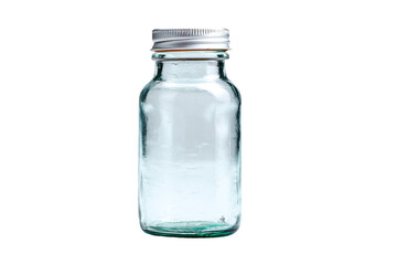 3D Render a glass bottle with a white lid