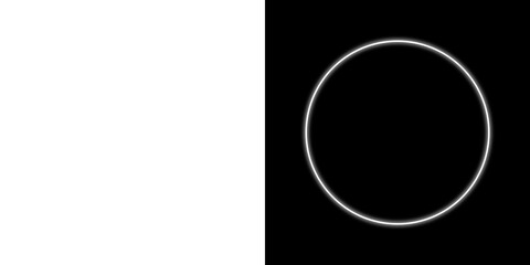 Glowing white circle outline effect on transparent background
