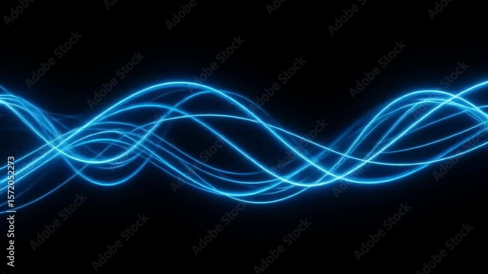 Aufkleber wavy blue light streaks on a black background creating a dynamic abstract design with glowing effect