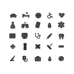 healthcare icon silhouette set