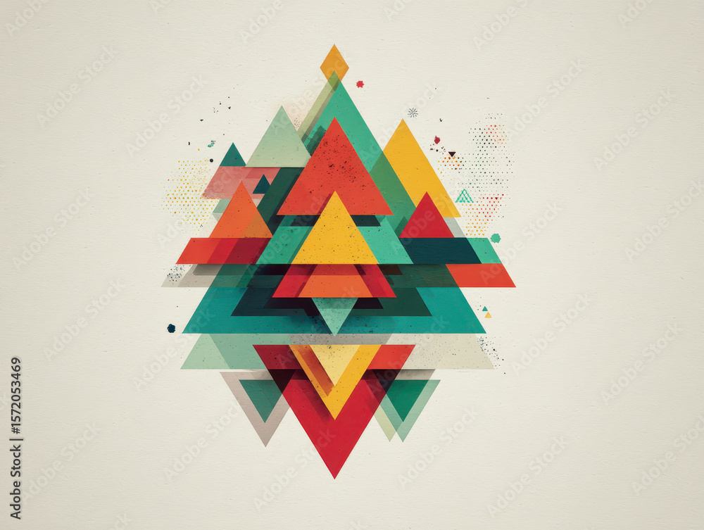Aufkleber abstract geometric composition with triangles and layers