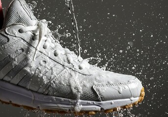 White Sneaker with Water Splash
