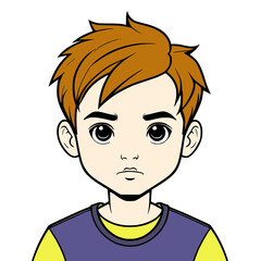 boy with blue shirt and purple cartoon illustration graphic design