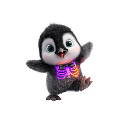 Adorable Baby Penguin with Glowing Skeleton Costume for Halloween