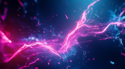 Abstract Energy Stream: Electric Purple Lightning with a Cosmic Glow