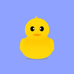 Illustration vector graphic of yellow rubber duck isolated on blue background.