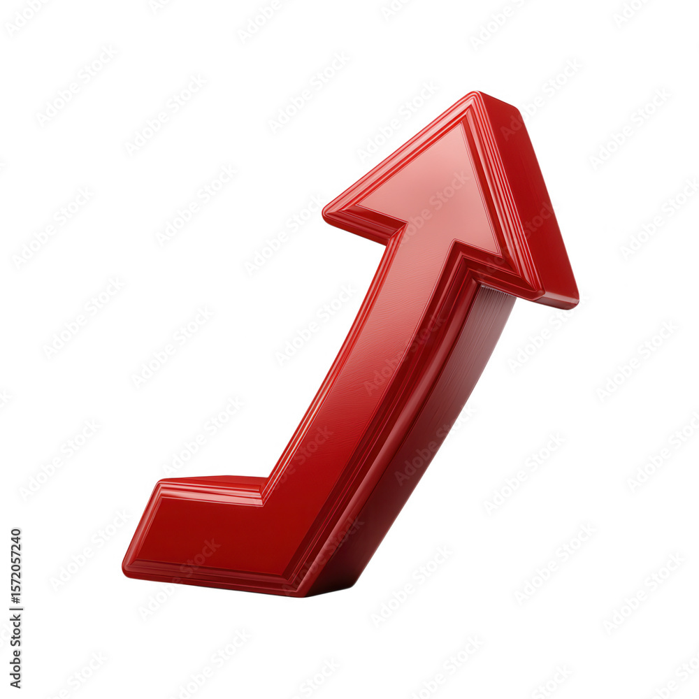 Poster red arrow pointing up isolated on transparent background