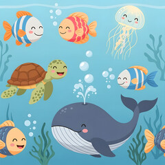 seamless pattern with fishes