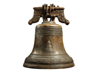 Ornate bronze liberty bell with capitol building engraving historic iconic, Isolated, Transparent Png