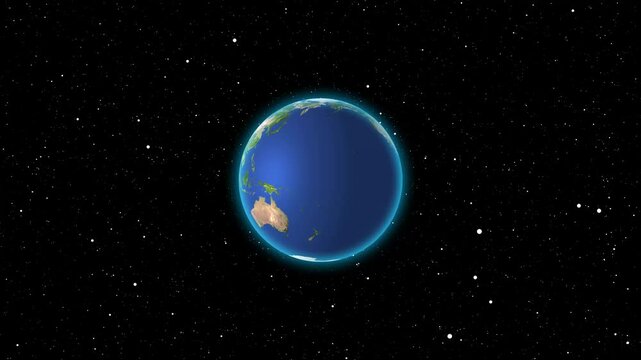 Animated 3d rotation earth glob space with star and galaxy motion background.