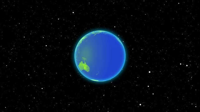 Animated 3d rotation earth glob space with star and galaxy motion background.