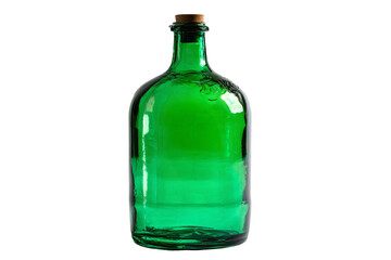 3D Render a green glass bottle with a cork stopper