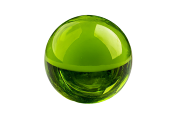 3D Render a green glass ball with a white background