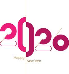 2026 happy new year simple  design in pink color, isolated in white , design template for card, cover, calendar, poster, banner , etc
