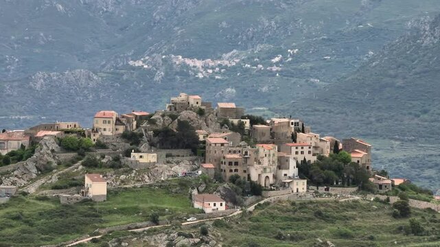 Detailed Look at Remote Corsican Village With Red Roofs