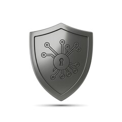 Cybersecurity Shield with Circuit Board Pattern Protecting Digital Data and Information Safety. Conceptual Security Design 