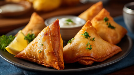 a couple eat Samosa in luxurious restaurant in a hotel