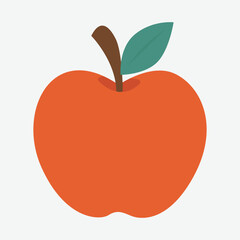 Apple Vector - Vector illustration of a red apple with a leaf, perfect for representing healthy eating, fruit, education, and natural food concepts