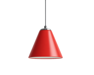 Red Conical Pendant Lamp with Silver Top, PNG