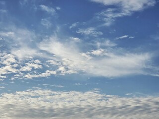 Light, wispy clouds drifting across a soft blue sky. Minimal and peaceful natural background, ideal...