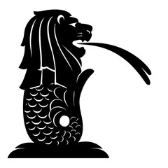 Symbolic Lion Fish Emblem in Monochrome Style