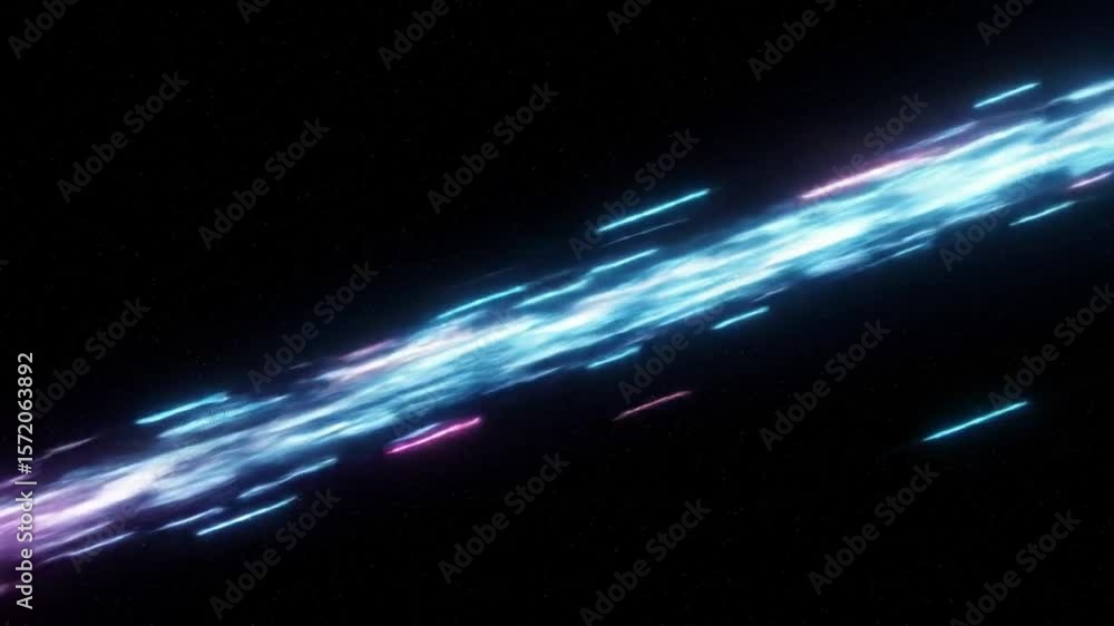 Aufkleber abstract digital landscape with red and blue glowing particles on a dark background creating waves