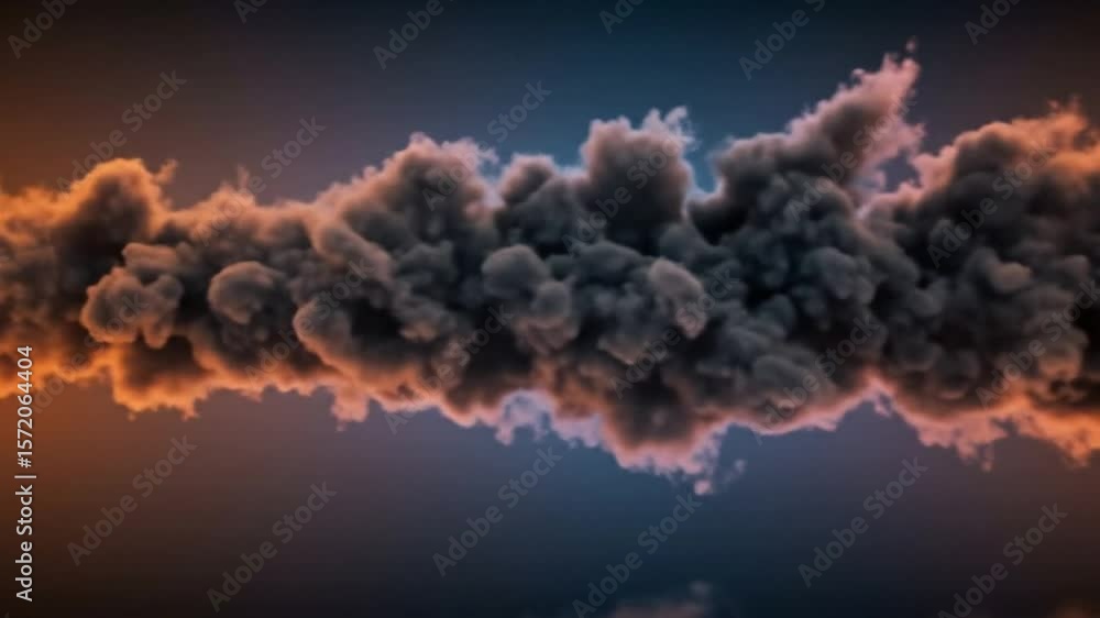 Aufkleber a dynamic rendering of a dense cloud formation against a gradient blue and orange colored background