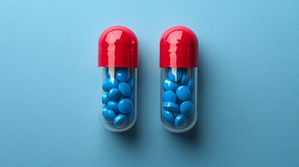 red and blue capsules