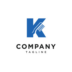 Letter K Toothbrush Logo Icon Vector