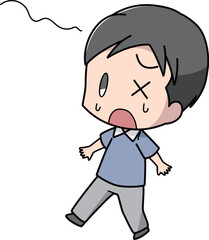 めまいでふらつく男性のイラスト