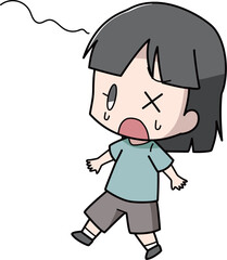 めまいでふらつく女の子のイラスト