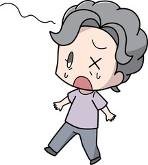 めまいでふらつく高齢女性のイラスト