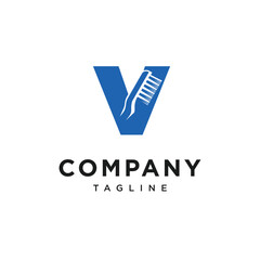 Letter V  Toothbrush Logo Icon Vector