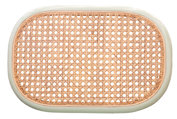 Seamless pattern from rattan. Beige colored wicker pattern with green pastel colored frame on transparent background (PNG File).	
