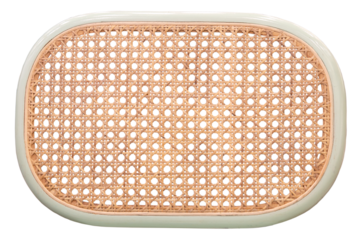 Seamless pattern from rattan. Beige colored wicker pattern with green pastel colored frame on transparent background (PNG File).	
