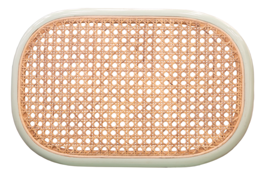 Seamless pattern from rattan. Beige colored wicker pattern with green pastel colored frame on transparent background (PNG File).	
