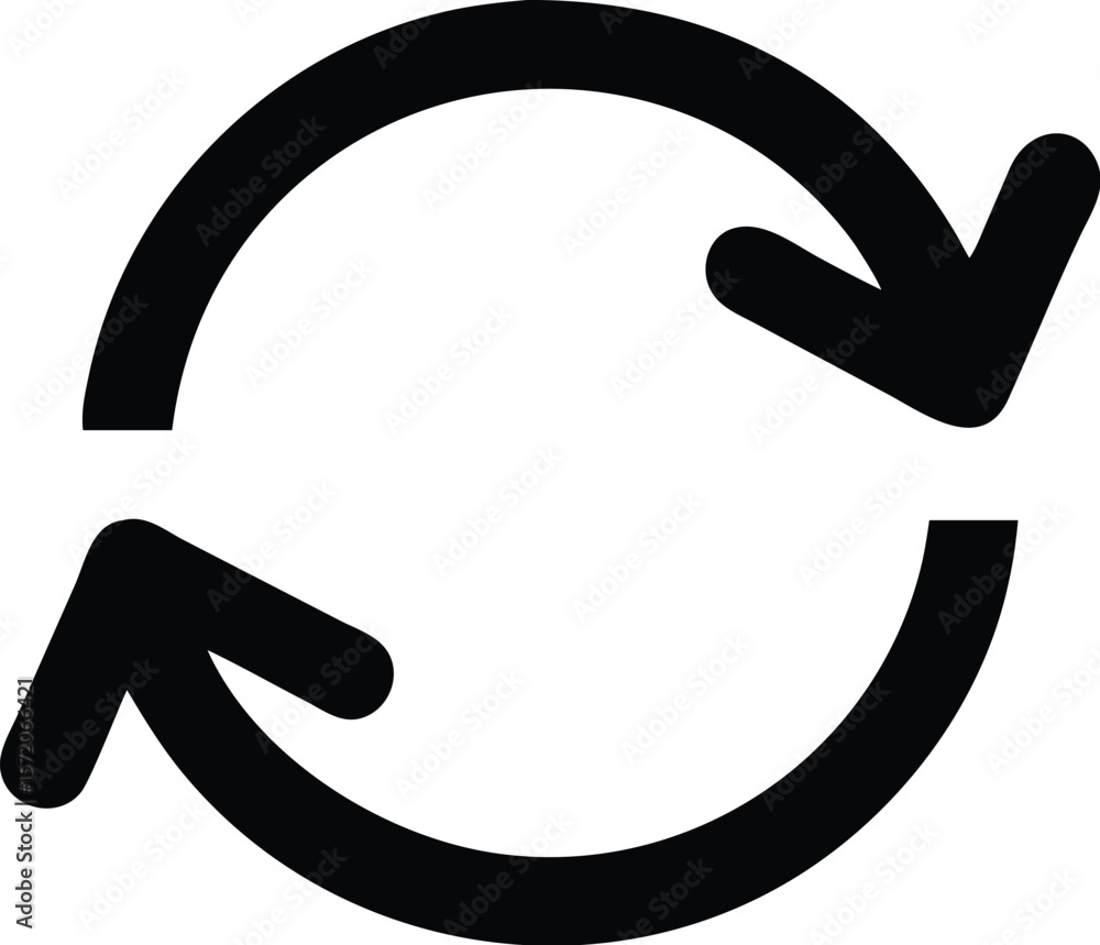 Poster two arrows in a circular motion represent rotation, refresh, or synchronization